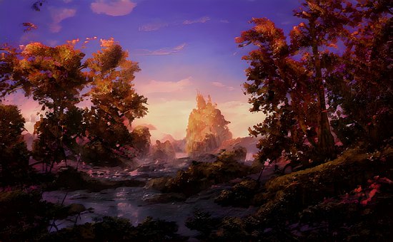 Free Forest Sunset illustration and picture
