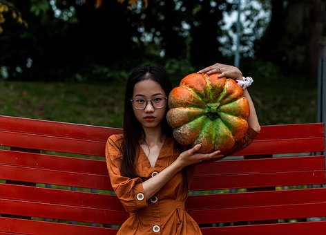 Free Woman Pumpkin photo and picture