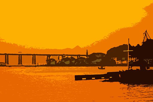 Free River Bridge illustration and picture
