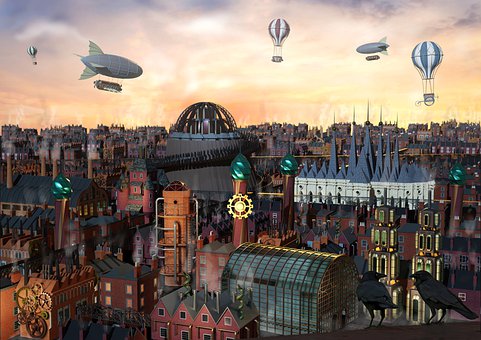 Free Buildings Sunset illustration and picture