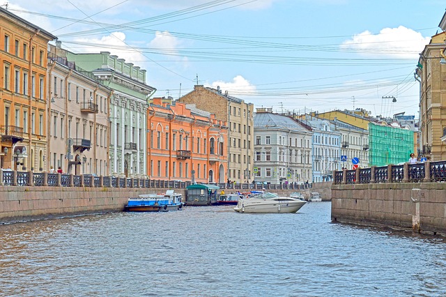 city, canal, tourism, travel, river, boats, speedboat, saint petersburg