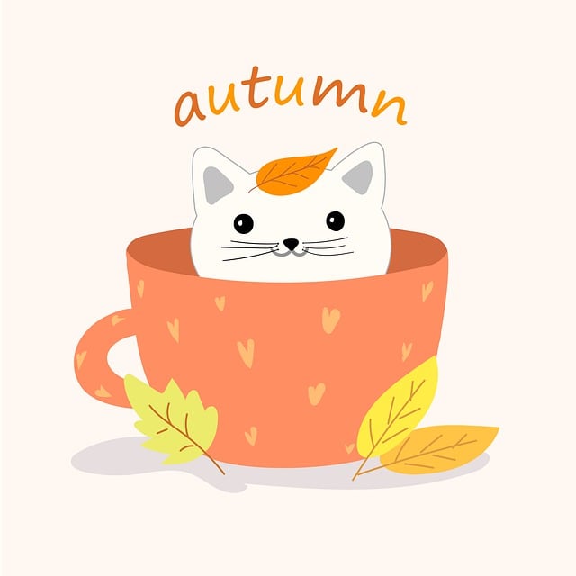 Free cat cup autumn illustration
