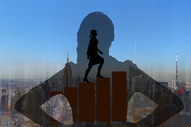 Free woman stairs career illustration