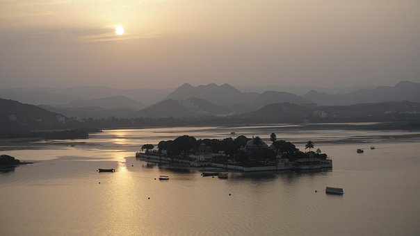 Zonsondergang, Meer, Bergen, Sunrise