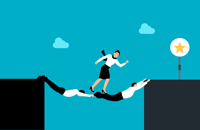 Free gap bridge teamwork vector