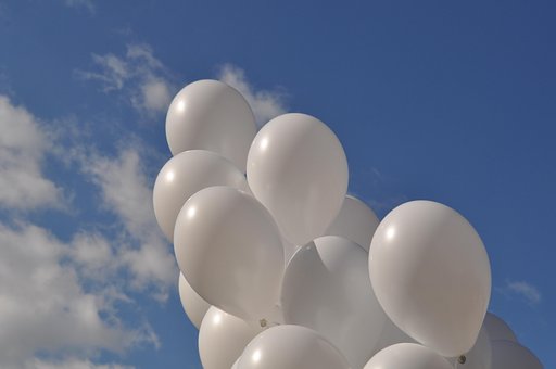 Hvid, Balloner, Overskyet, Himmel