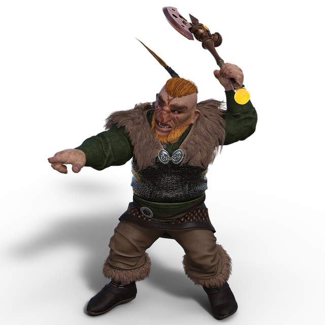 Medieval, Vikingo, Guerrero, Render 3D