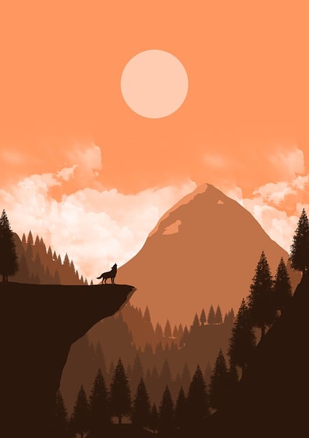 Free cliff wolf mountain illustration