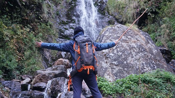 Waterval, Berg, Hiking, Trekking
