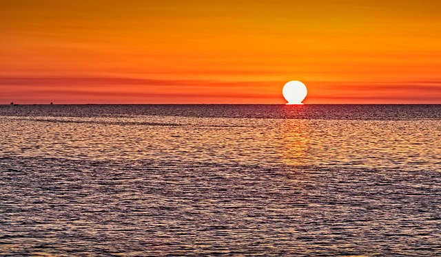 Strand, Hav, Solnedgang, Skumring, Ocean