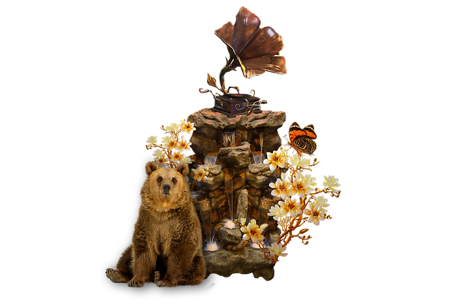 Bär, Blumen, Natur, Wasserfall, Bachlauf