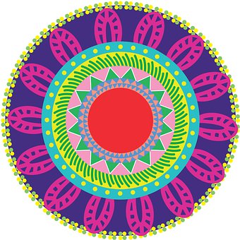 曼荼罗, 花, 丰富多彩的, 图案, 设计, 质地, 画画