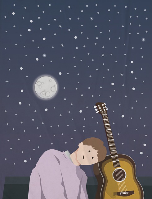 Free guitar art boy illustration