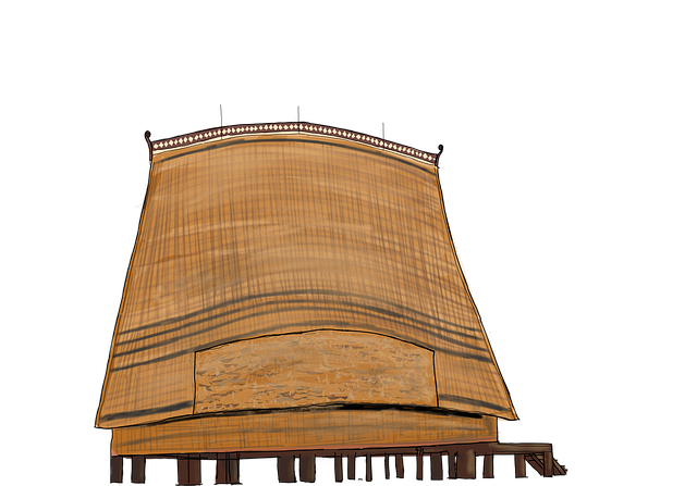 Free vietnam wooden house thatched roof illustration