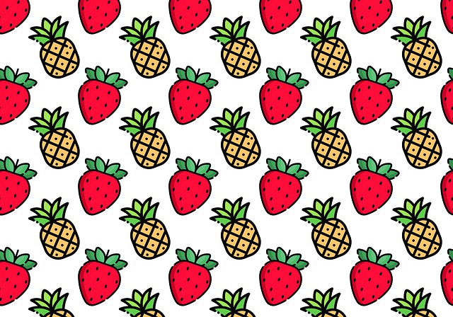 Erdbeeren, Ananas, Früchte, Muster