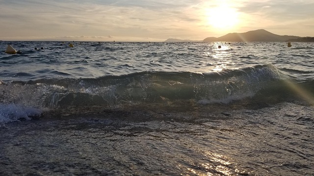 Hav, Bølger, Strand, Skumring, Horisont