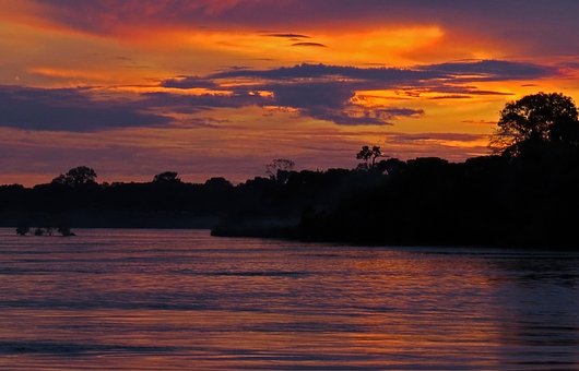 Amazonas, Rio, Brasil, Pôr Do Sol