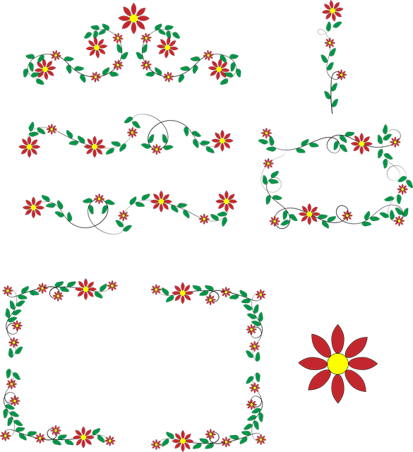 Blomster, Rammer, Blomsterstel, Ornament