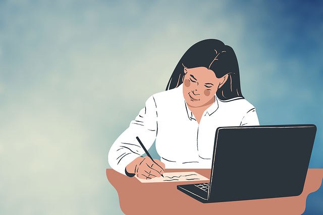 Free woman working office illustration