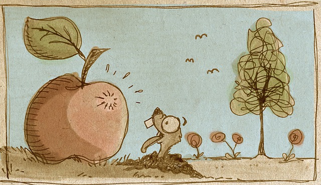 Free cartoon apple animal illustration