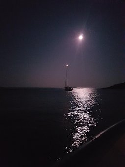 Free Moonlight Night Yacht photo and picture
