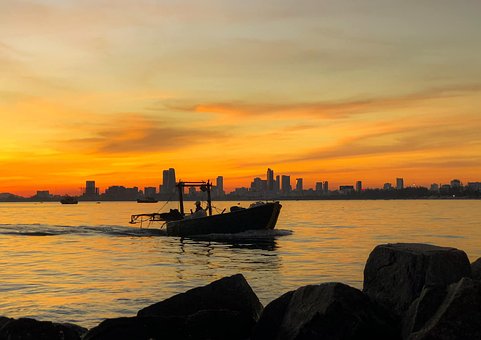 Free Boat Sunset photo and picture