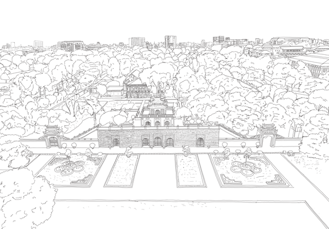 Free architecture line art entrance illustration