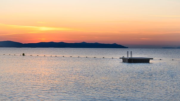 Hav, Natur, Ocean, Bølger, Solnedgang