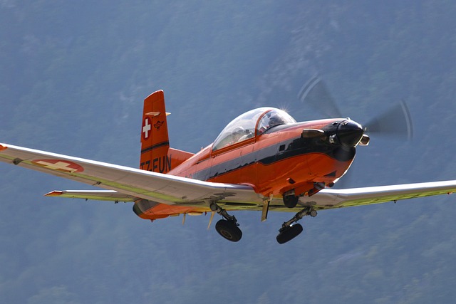 plane, propeller, aviation, pc-7, turbo, pilate, double seater, trainer, turboprop, switzerland