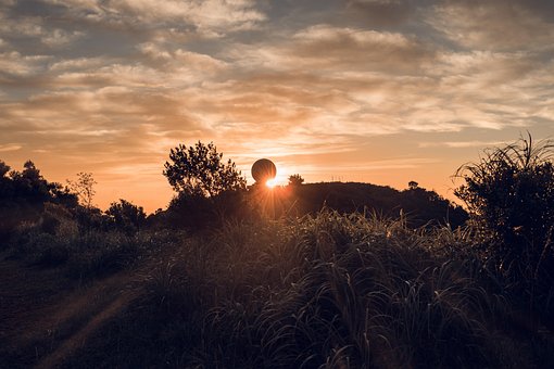 Pôr Do Sol, Hill, Campo, Sunrise