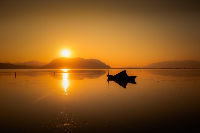 Free Boat Sunset photo and picture