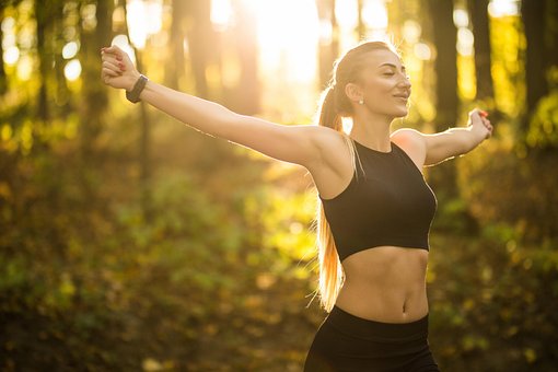 Vrouw, Fitness, Park, Welzijn, Meditatie