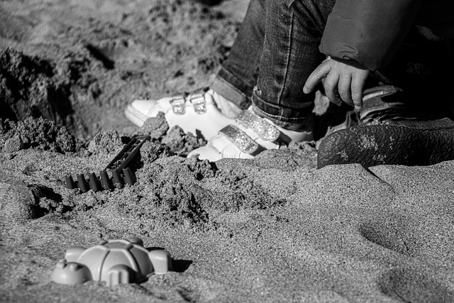 Sand, Strand, Kind, Schuh, Spielzeug