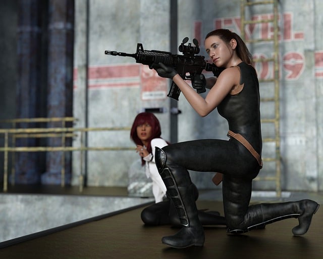 Free woman rifle hostage illustration