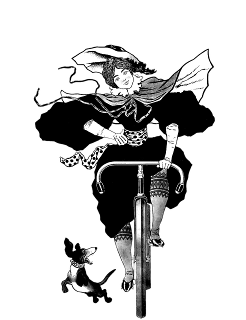 Mulher, Moda, Bicicleta, Desenhando