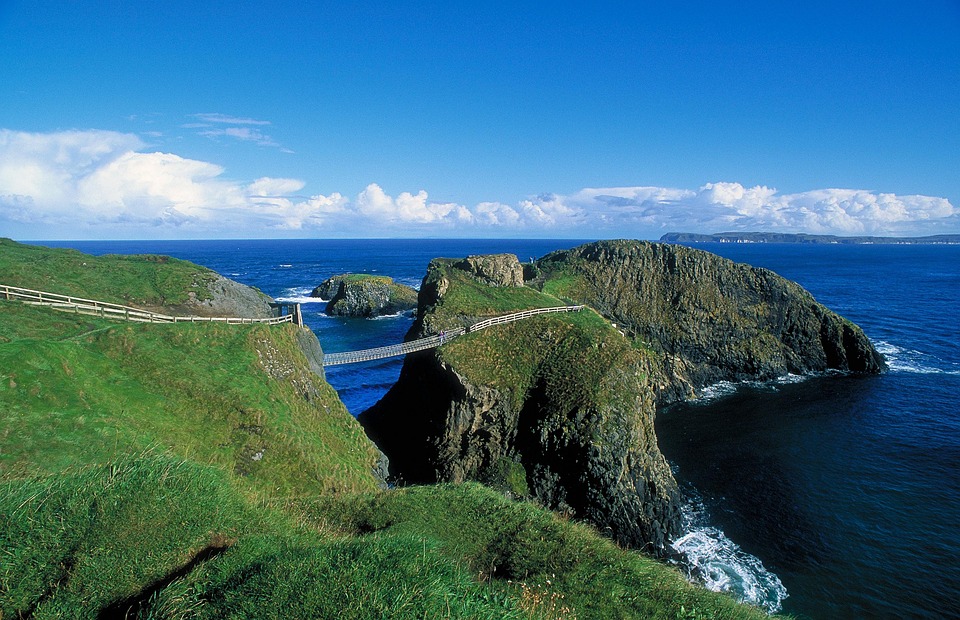 Bridge, Rope Bridge, Cliffs, Ocean, Island, Sea