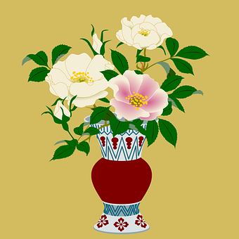 Free Roses Flower Vase vector and picture