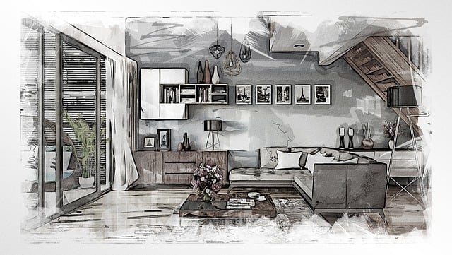 Free living room interior design furniture illustration