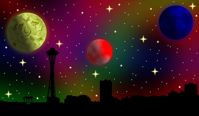 Free seattle astronomy skyline illustration
