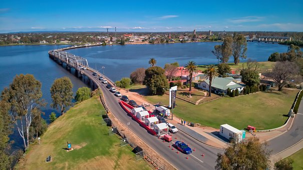 Free Drone Footage Mulwala Bridge photo and picture