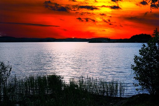 Pôr Do Sol, Lago, Natureza, Crepúsculo
