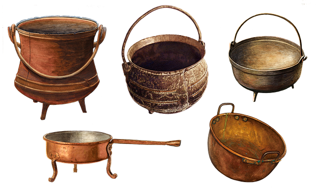 Free tableware cast iron pots frying pan illustration