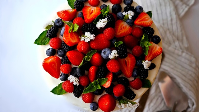 Früchte, Kuchen, Beeren, Dessert, Flach