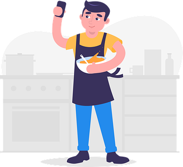 Cocinando, Hombre, Selfie, Cocina