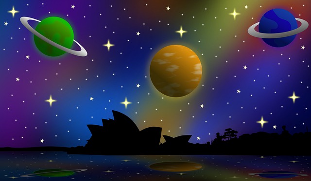 Free sydney australia night sky illustration