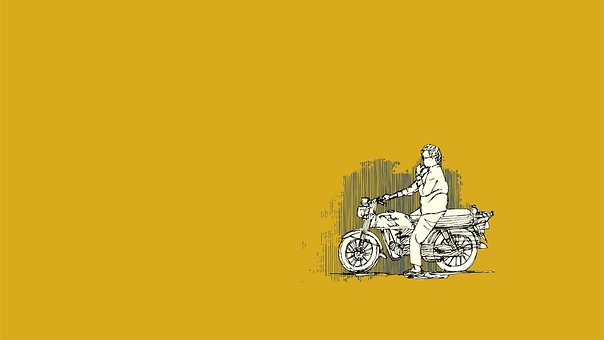 Motorcykel, Gul, Skitse, Køretøj