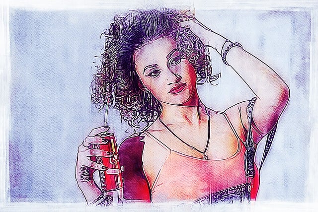 Free girl model soda can illustration