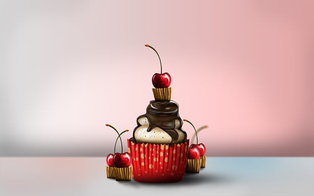 Free cupcake cherries pastry illustration
