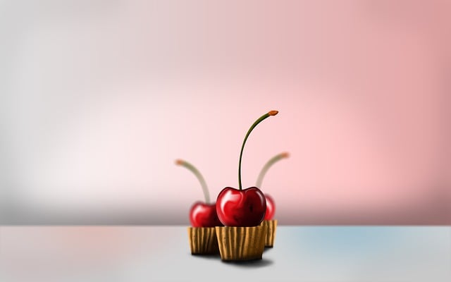 Free cherry fruit cupcake liner illustration