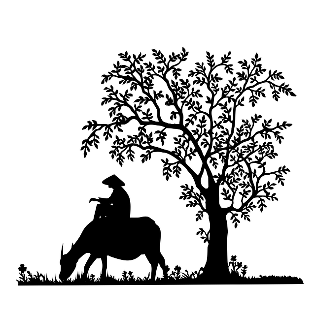 Free farmer cow buffalo vector